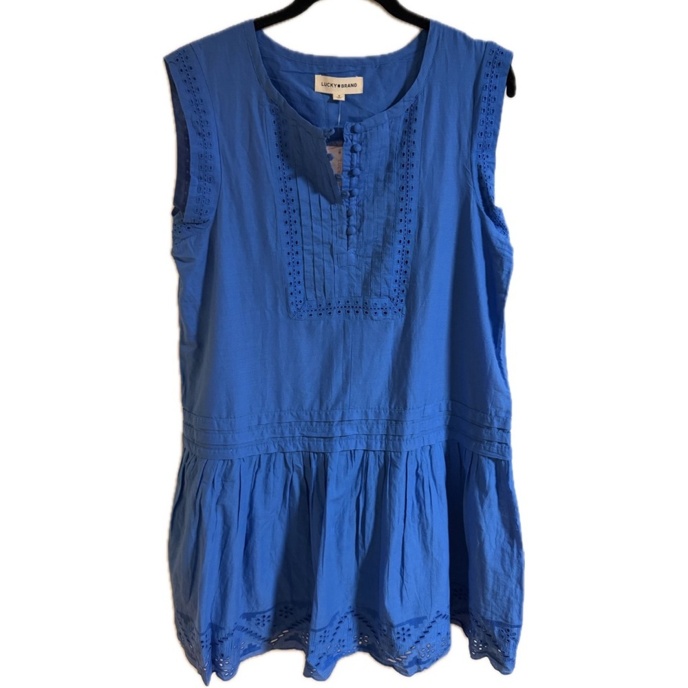 Lucky Brand Short Sleeve Cutwork Tiered Mini Dress - Picture 3 of 6